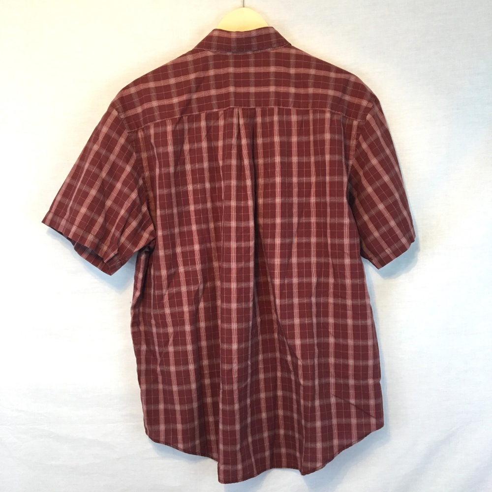 Men's Red Van Heusen Plaid Button Down Shirt - Picture 7 of 7